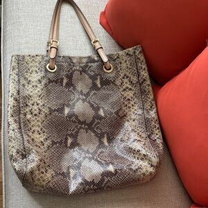 Michael Kors Brown Snake Print Tote